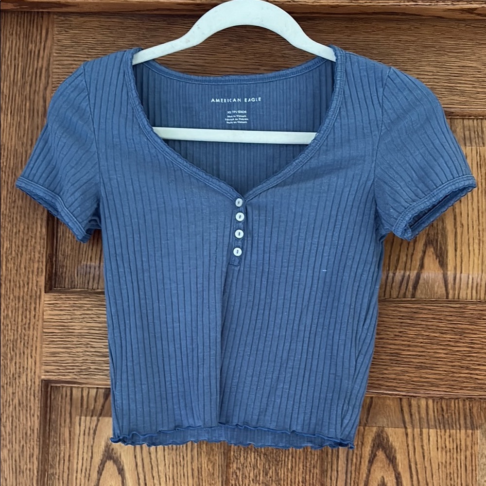 American Eagle Outfitters Navy Ribbed Crop Top